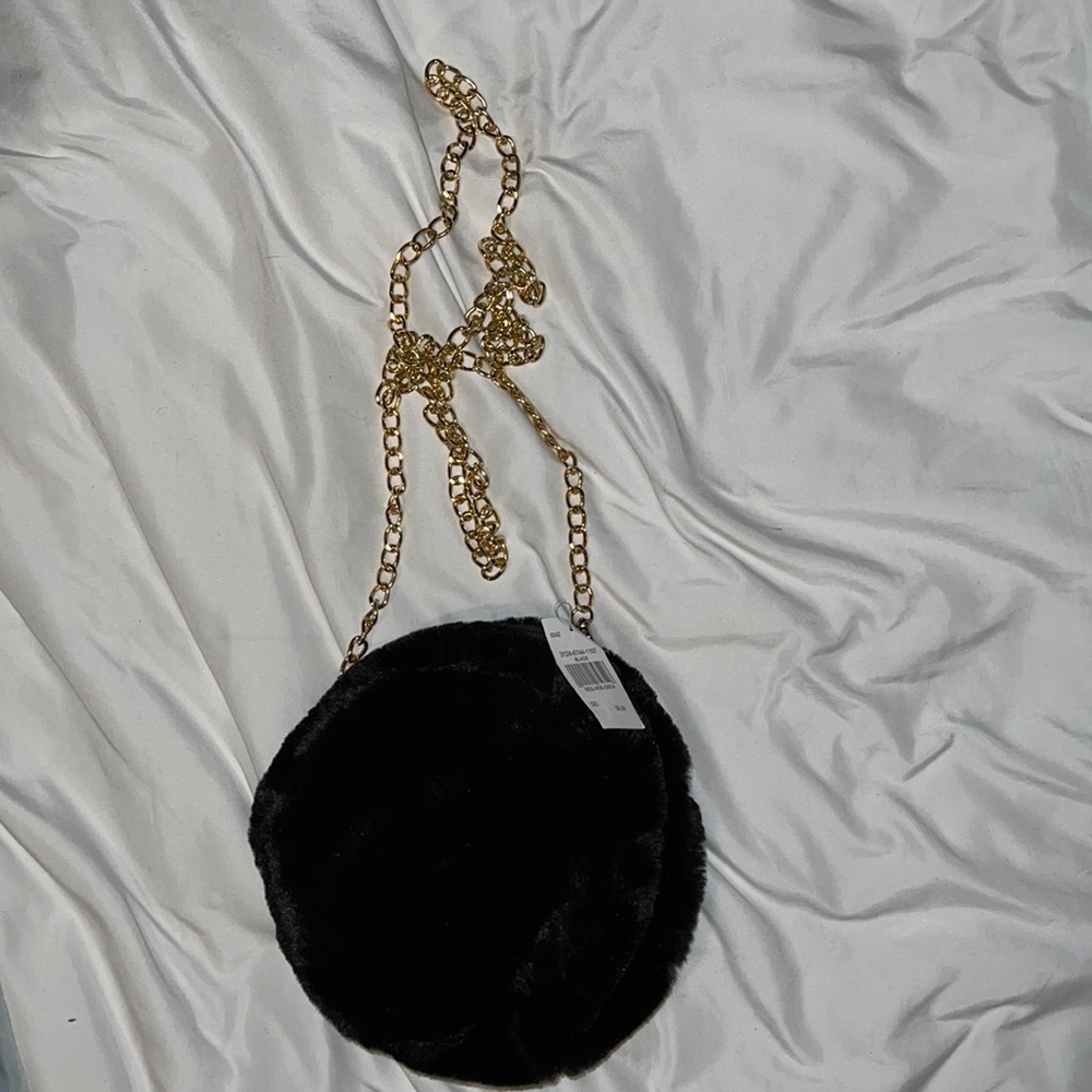 NWT!! Black faux fur purse